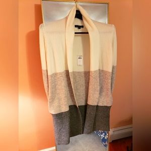 Grey and cream merino wool sweater duster size M brand new tags